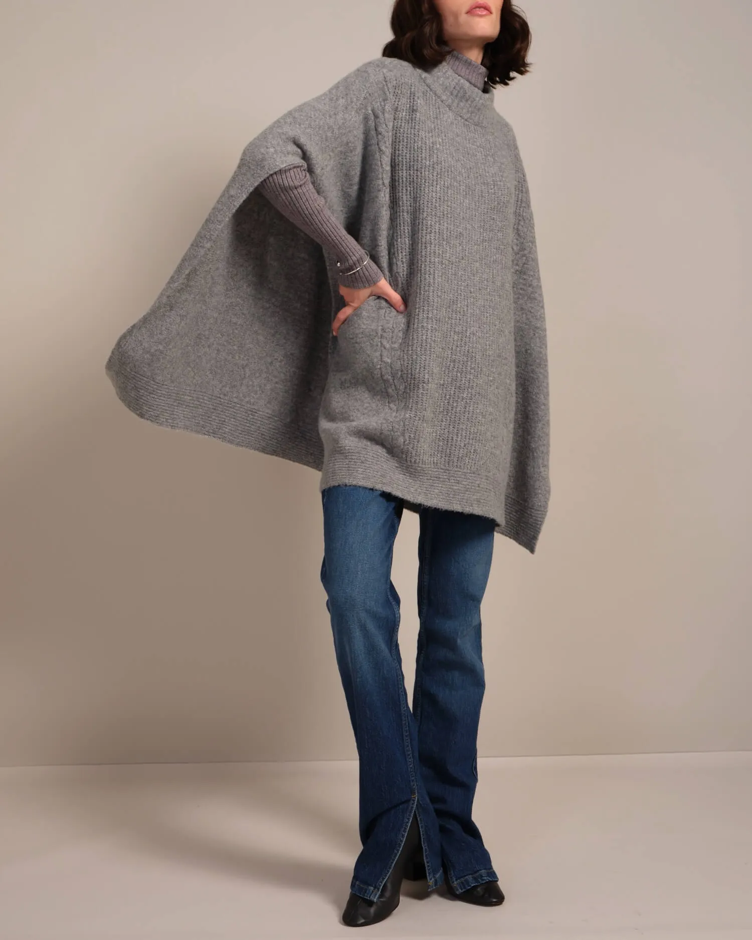 Turtleneck Cable Stitch Poncho