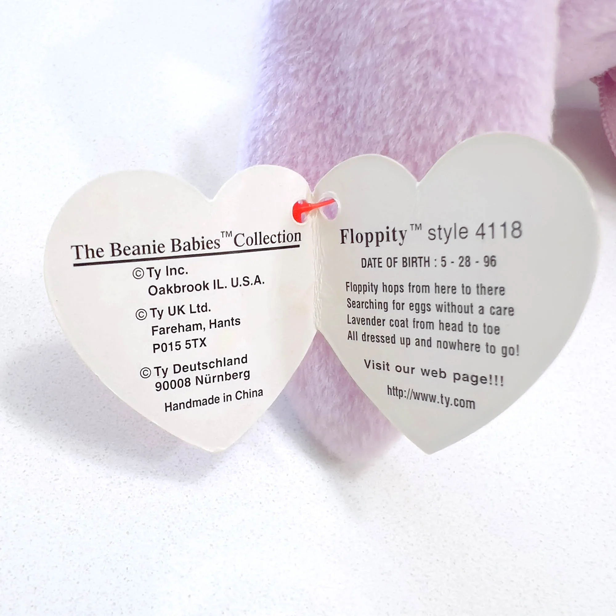 Ty Floppity Bunny Rabbit 1996 Beanie Babies Collection Stuffed Toy