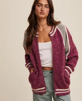 Vintage Colorblock Knit Cardigan