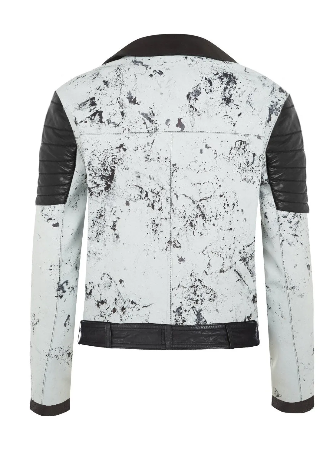 Women Marbled Leather MotorCycle Biker Jacket