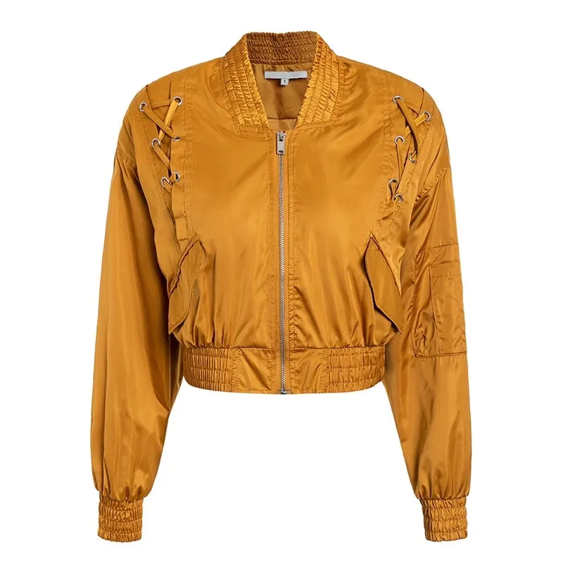 Women's Spring Satin Basic Bomber