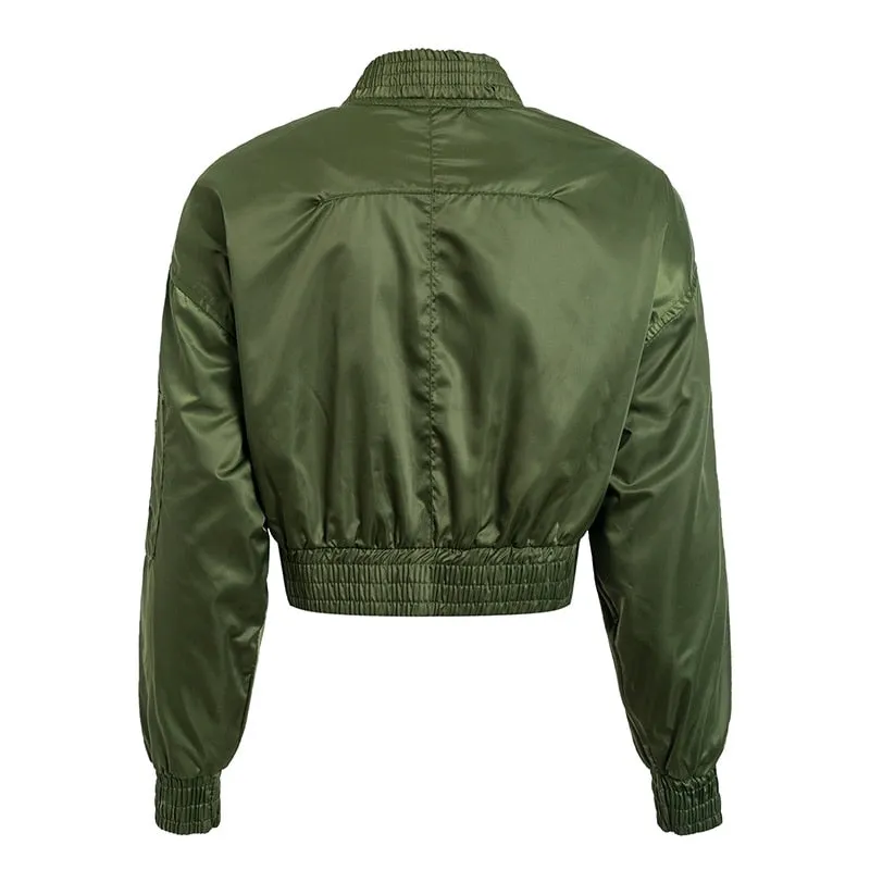Women's Spring Satin Basic Bomber