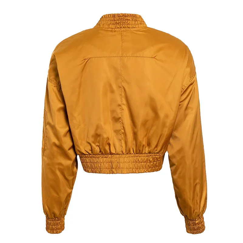 Women's Spring Satin Basic Bomber