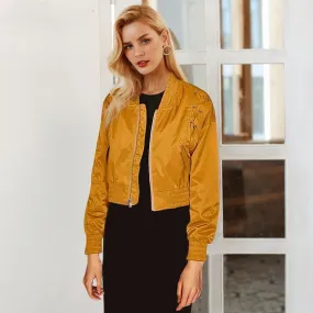 Women's Spring Satin Basic Bomber