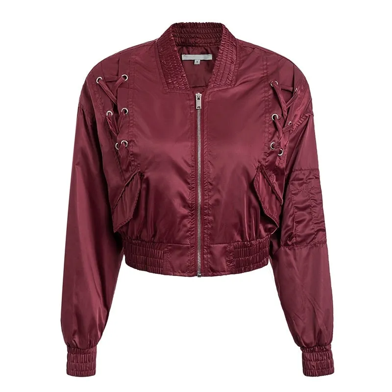 Women's Spring Satin Basic Bomber