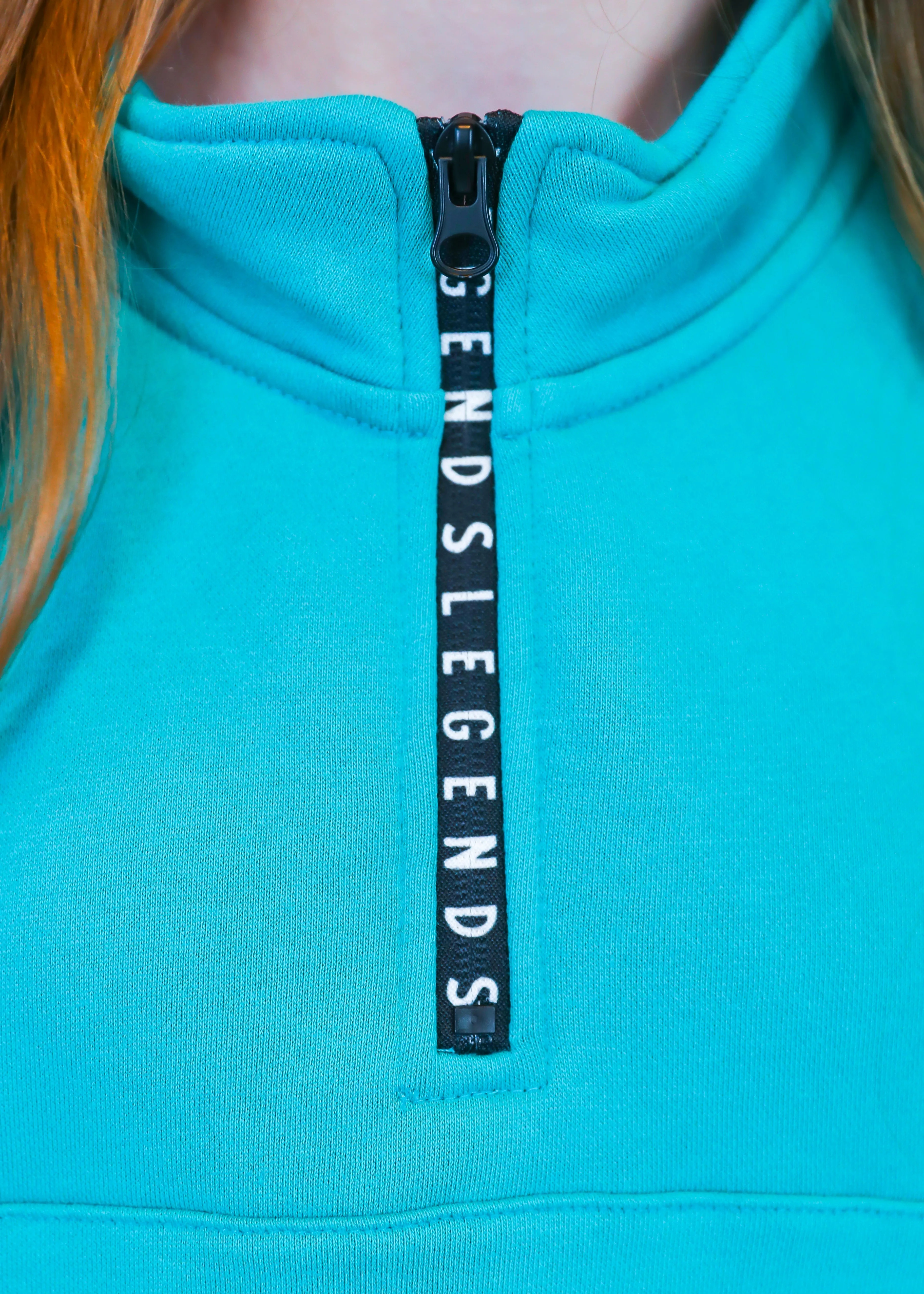 Zip-Up Crew Jumper - Teal