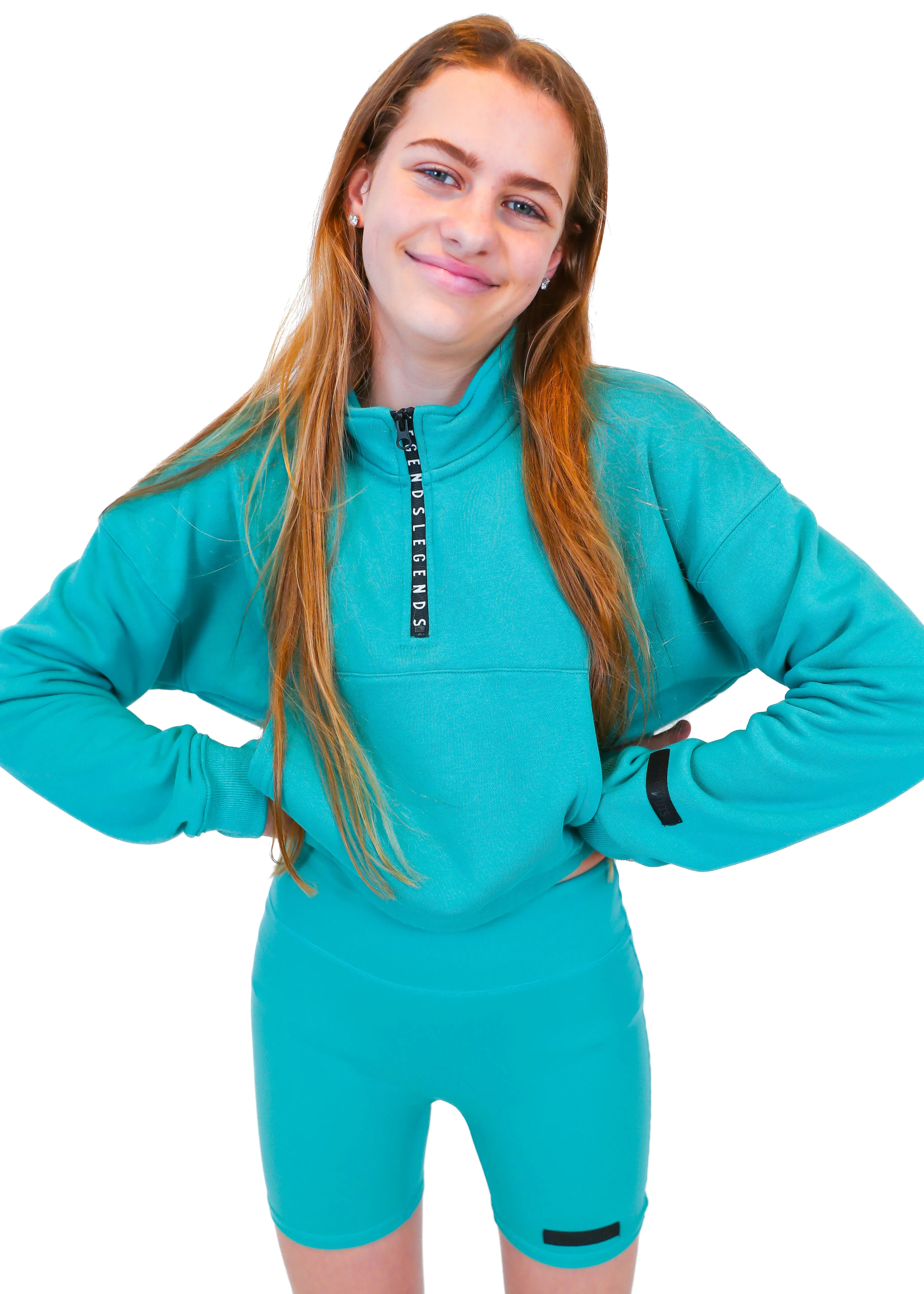 Zip-Up Crew Jumper - Teal